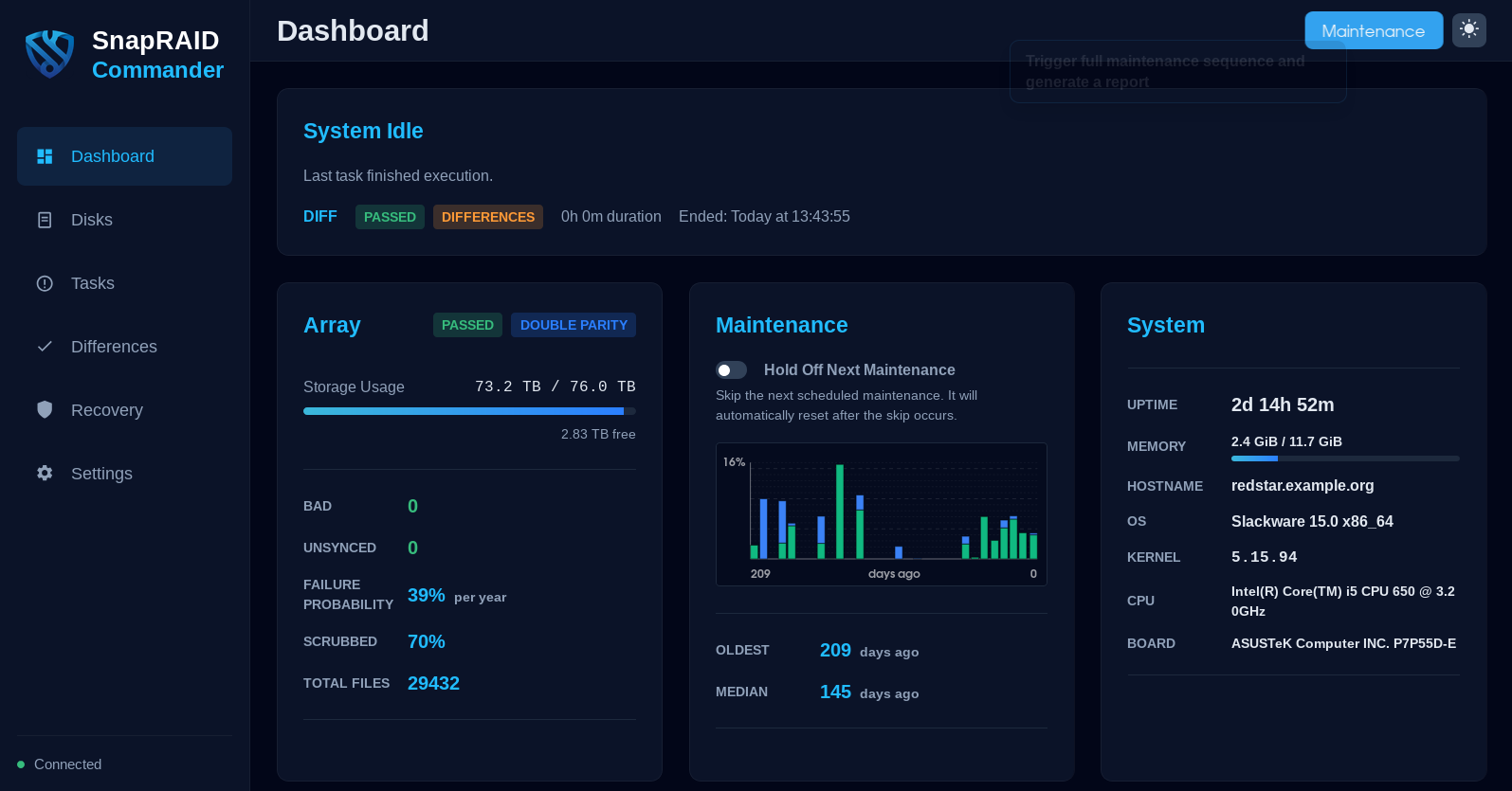 SnapRAID Daemon Dashboard